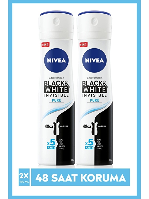 Nivea Invısıble Black-Whıte Pure Kadın Sprey Deodorant 2X150 Ml