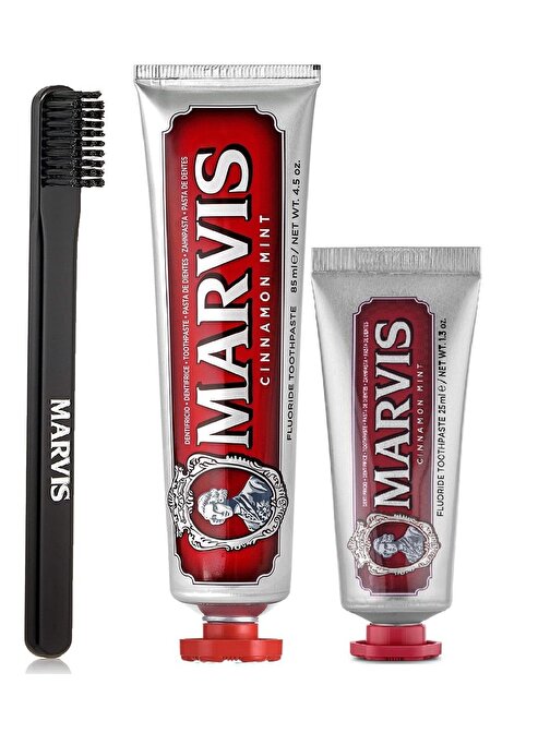 Marvis Cinnamon Mint Diş Macunu 3'lü 85 ml + 25 ml + Orta Sert Diş Fırçası