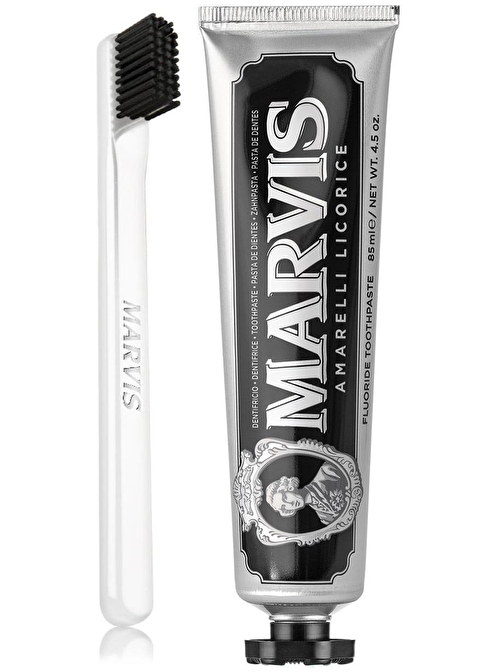 Marvis Amarelli Mint Beyazlatıcı Diş Macunu 85 ml ve White Soft Diş Fırçası