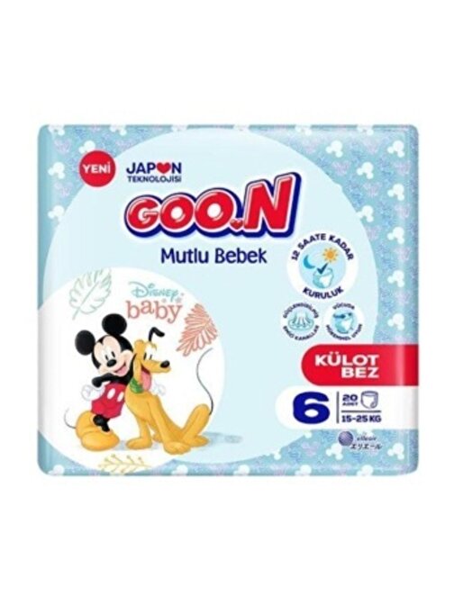 Goon Mutlu Külot Bebek Külot 15 - 25 kg 6 Numara Jumbo Bebek Bezi 20 Adet