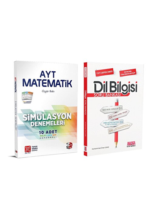 Akm Kitap 3D AYT Matematik Deneme ve AKM Dil Bilgisi Soru Bankası Seti 2 Kitap
