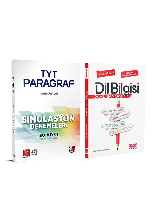 Akm Kitap 3D TYT Paragraf Deneme ve AKM Dil Bilgisi Soru Bankası Seti 2 Kitap