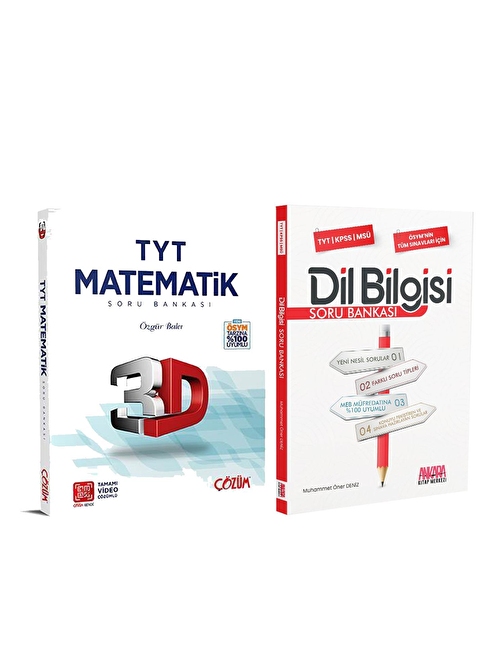 Akm Kitap 3D TYT Matematik ve AKM Dil Bilgisi Soru Bankası Seti 2 Kitap