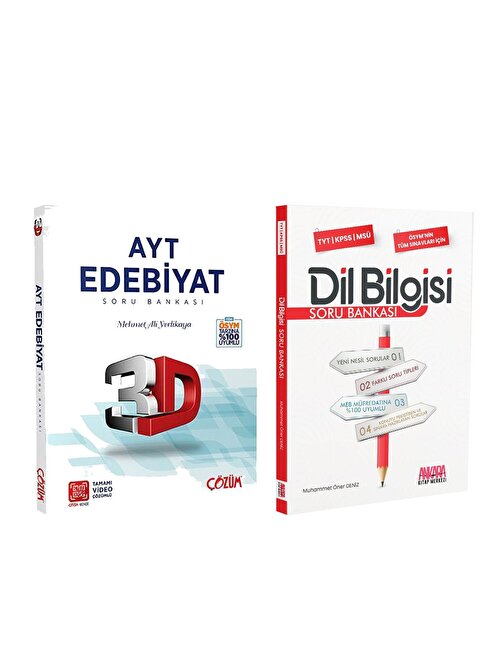 Akm Kitap 3D AYT Edebiyat ve AKM Dil Bilgisi Soru Bankası Seti 2 Kitap