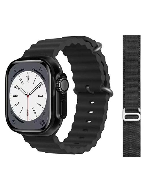 Pazariz Gs8 Watch 8 Ultra Android - iOS Uyumlu 2.02 inç Akıllı Saat Siyah + Kordon