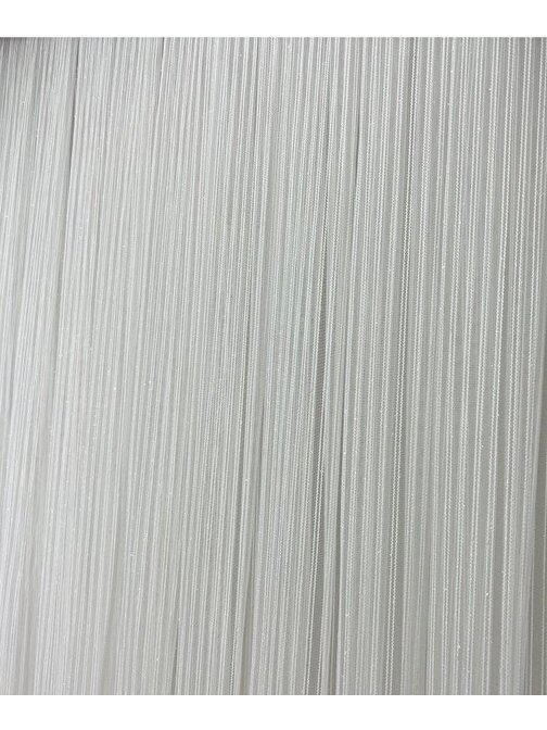 Makarna Model Simli Kırık Beyaz Renk Hazır Dikilmiş Pileli Tül Perde 300x260