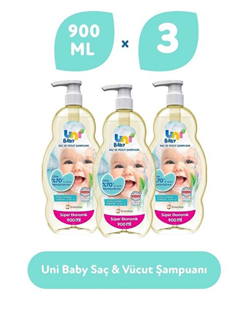 Uni Baby Günlük Kullanım Vücut Şampuanı 3x900 ml