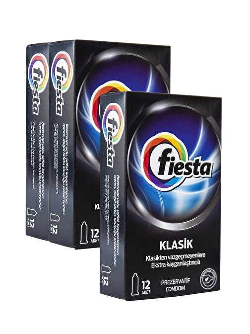Fiesta Rezervuar Uçlu Lateks Rezervuar Uçlu Lateks Normal Kalınlık 3'lü Ekonomik Paket Prezervatif
