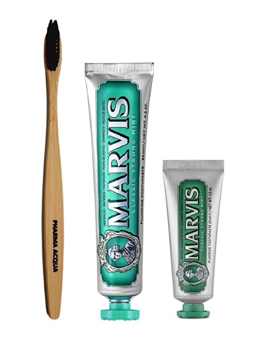 Pharma Acqua Bambu Diş Fırçası +Marvis Klasik Extra Nane 2'li 85 ml + 25 ml
