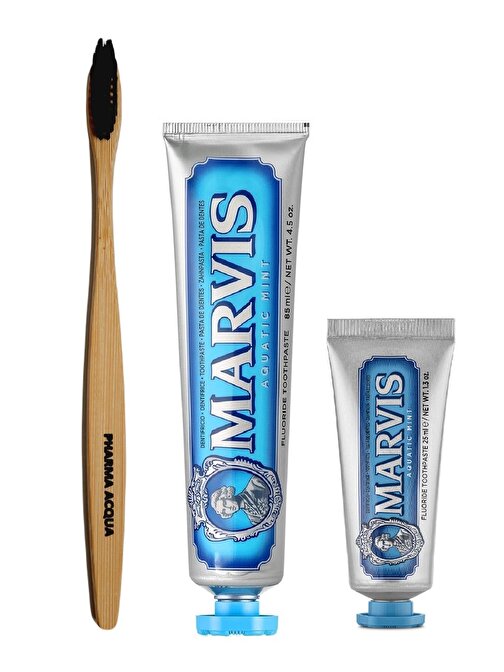 Pharma Acqua Bambu Diş Fırçası +Marvis Aqua - Naneli Diş Macunu 2'li - 85 ml + 25 ml
