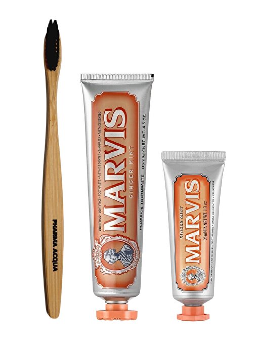 Pharma Acqua Bambu Diş Fırçası Marvis Ginger Mint 2'li 85 ml + 25 ml