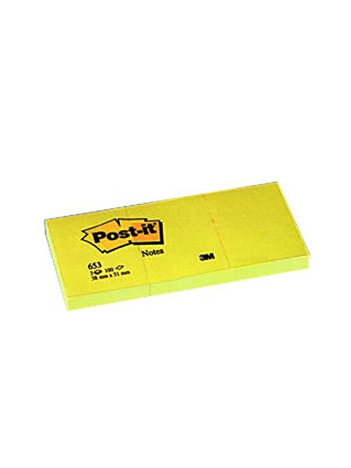 Post-it 653 Dikdörtgen Not Kağıdı Neon Sarı 38x51 100 Yaprak