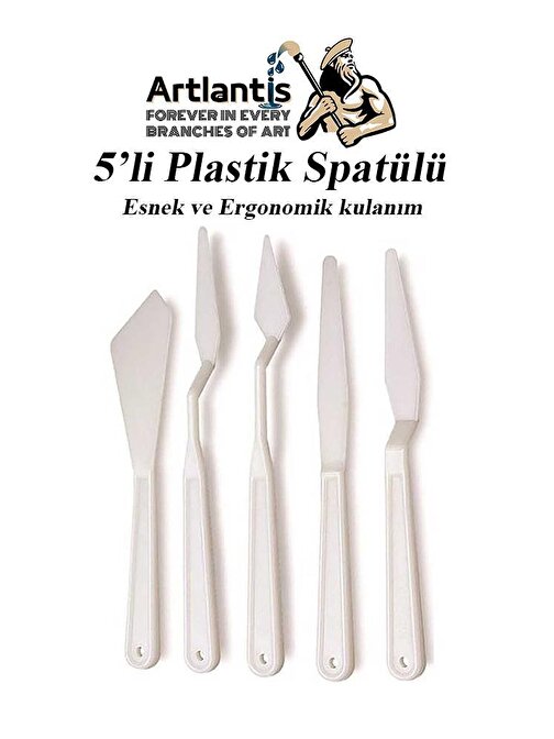 Plastik Spatül 5 Li Set Resim Ve Heykel Plastik Spatula Esnek Plastik Palet Bıçağı 1 Paket