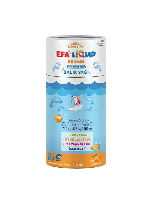 New Life Efa Liquid Portakallı Balık Yağı Sıvı 150 Ml