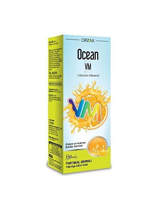 Orzax Ocean Vm Vitamin Mineral Portakal Aromalı Şurup 150 Ml