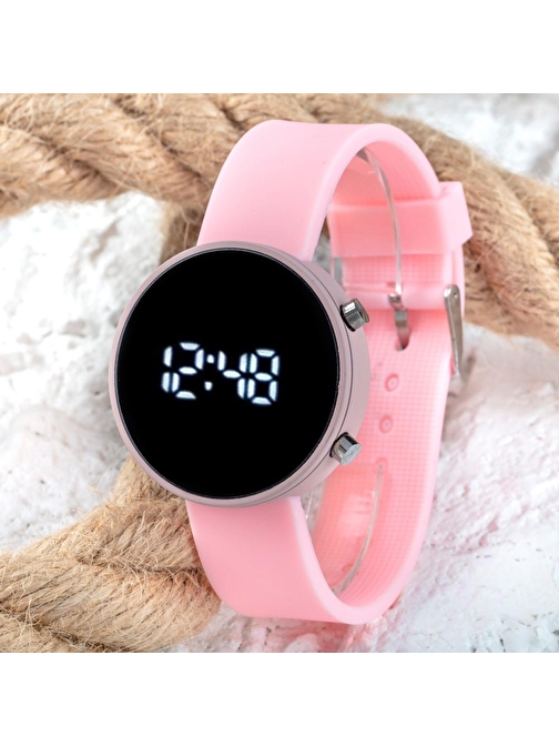 Trend Led Watch Toz Pembe Renk Genç Kız Büyük Çocuk Kol Saati