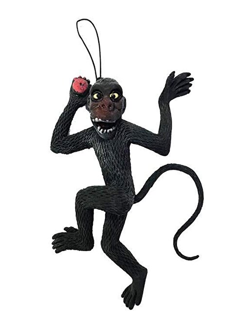 Magitoptan Siyah Renk Yumuşak Plastik Şaka Şempanze Maymun Anahtarlık Şaka Malzemesi