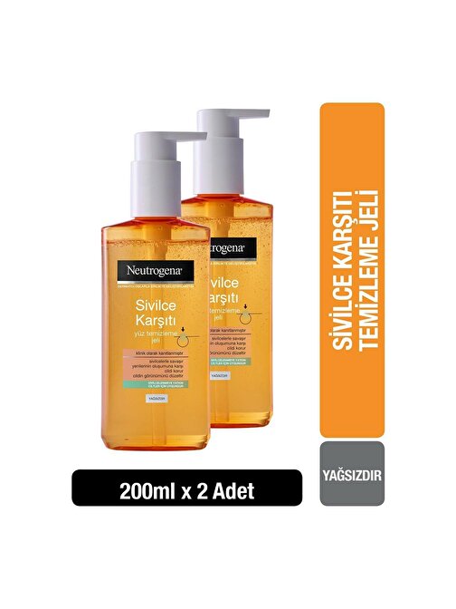 Neutrogena Sivilce  Karşıtı Yüz Temizleme Jeli 200 ml 2 Adet