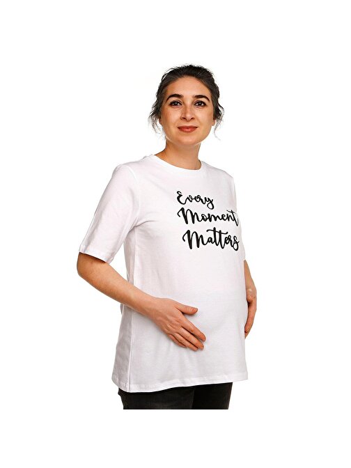 baby mom Black And White Hamile Kısa Kol Tshirt