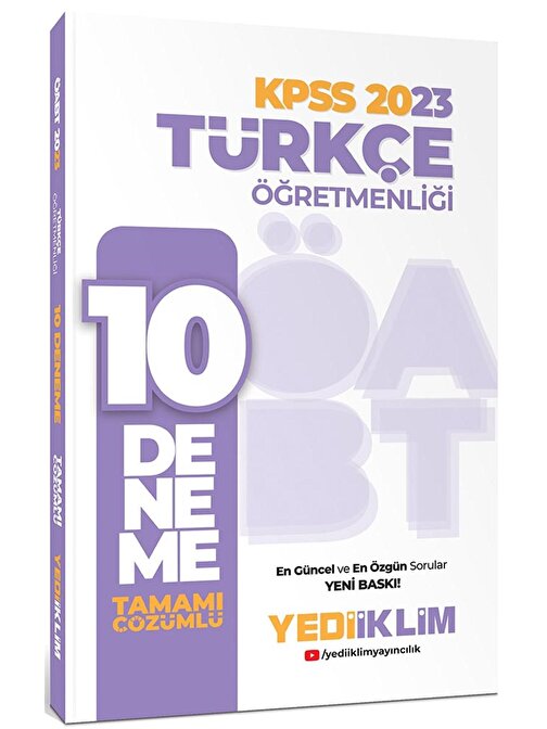 Yediiklim Yayınları Yediiklim Yayınları 2023 ÖABT Türkçe Öğretmenliği Tamamı Çözümlü 10 Denem