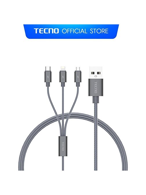TECNO Apple iPhone 14 Plus 3in1 Lıghtning - Micro USB - Type-C Hızlı Şarj Data Kablosu 1 m