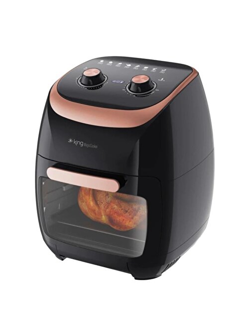 King KYF29 Magic Cooker 1400 W 11 lt Airfryer Oven Fritözü Siyah