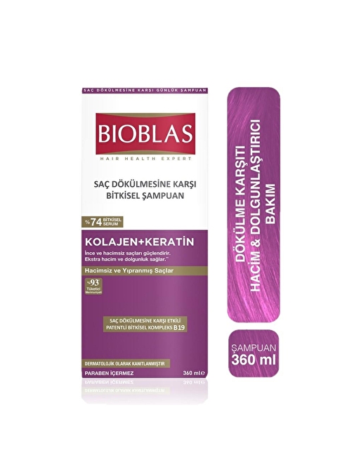 Bioblas Saç Dökülmesine Karşı Hacim Collagen Keratin Şampuan 360 ml