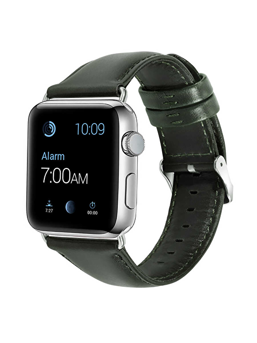 E2M KRD10 Apple Watch 38 - 40 mm Deri Akıllı Saat Kordonu Yesıl