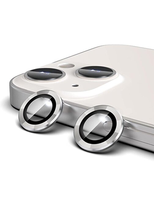 Bipower Binano iPhone 13 - 13 Mini Metal Rings Kamera Lens Koruyucu Gümüş