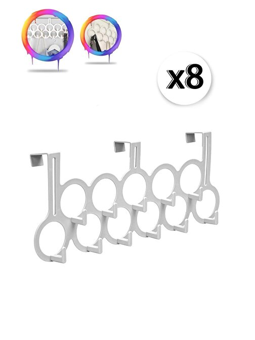 Mashotrend 8 Adet Beyaz Gondol Kapı Arkası Askılık - Çok Amaçlı Kapı Arkası Askılığı