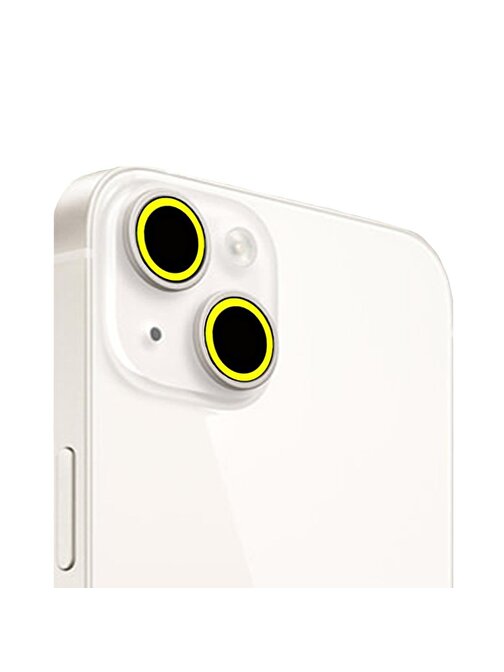 Bipower Binano iPhone 13 - 13 Mini Kamera Lens Koruyucu Fosforlu Sarı