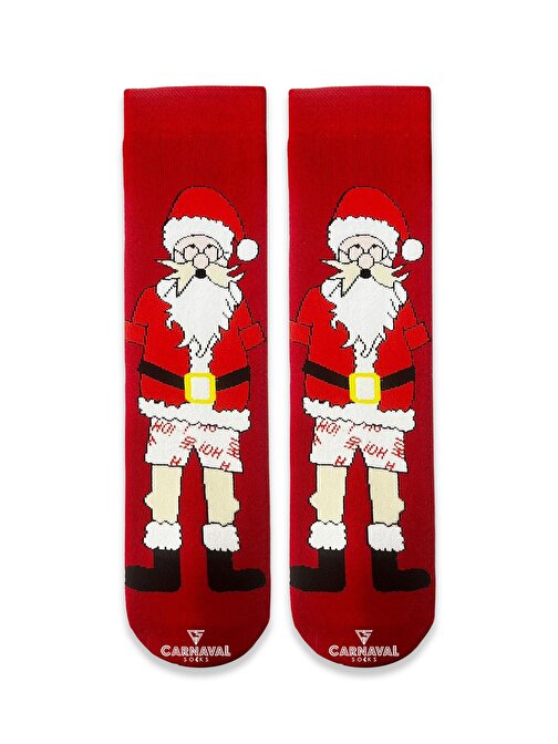 Havlu Kırmızı Noel Baba Desenli Çorap