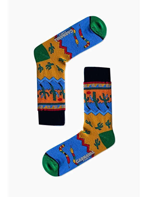 Kaktüs Vahşi Batı Desenli Renkli Erkek Çorap