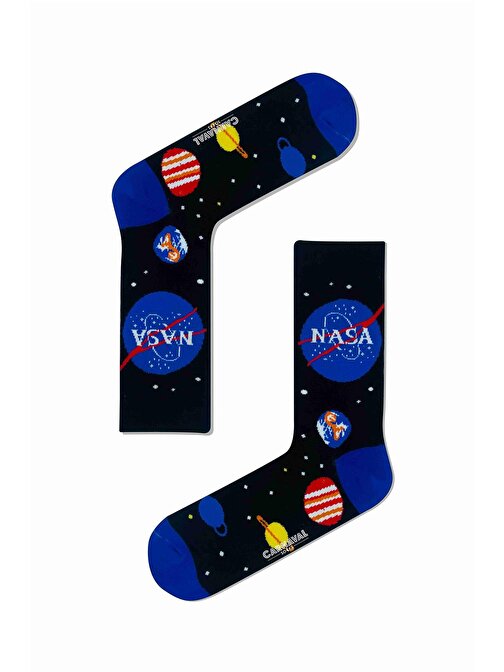 Nasa Gezegen Uzay Desenli Renkli Çorap