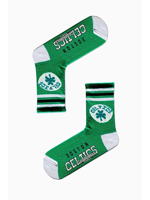 Yeşil Desenli Celtics Desenli Renkli Spor Çorap