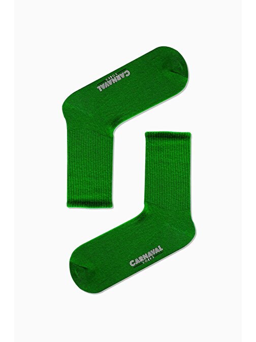 Düz Yeşil Desensiz Renkli Spor Çorap