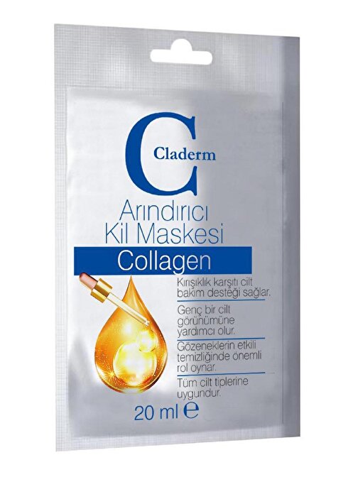 Claderm Tüm Cilt Tipleri Sıkılaştırıcıkolajenli Kil Maskesi 20 ml Sachet