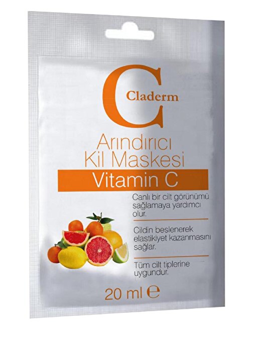Claderm Tüm Cilt Tipleri Besleyici C Vitaminli Kil Maskesi 20 ml Sachet