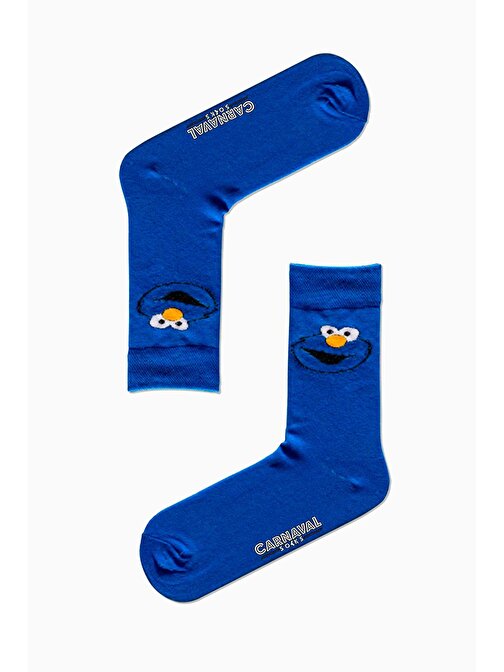 Mavi Kurabiye Canavarı Desenli Renkli Çorap