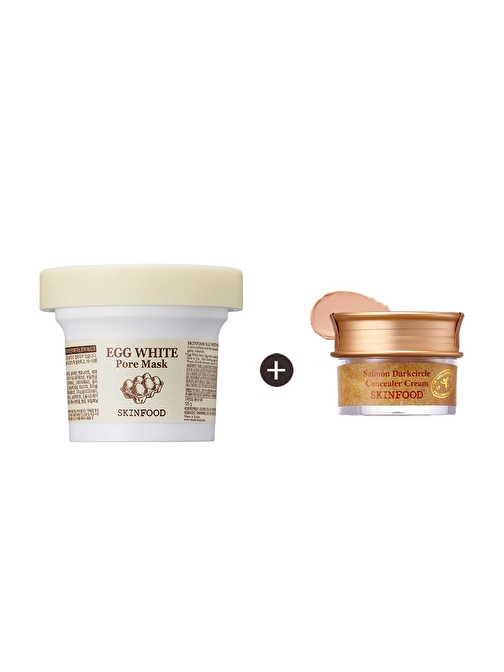 Skinfood Egg White Pore Mask + Yüksek Kapatma Özellikli Salmon Concealer 1