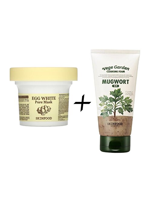Skinfood Egg White Pore Mask + Vege Garden Cleansing Foam Mugwort 150ml