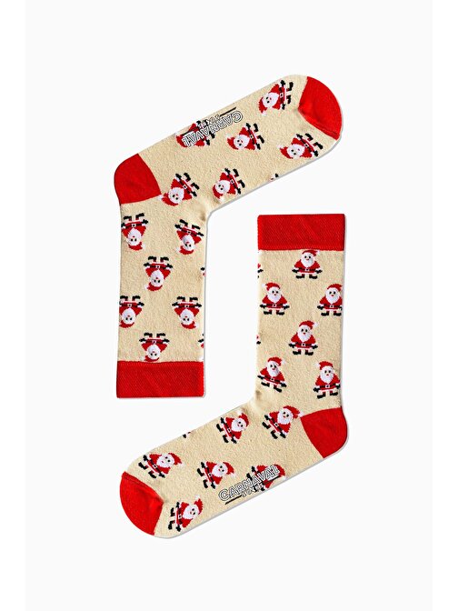 Yılbaşı Noel Baba Desenli Renkli Çorap