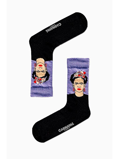 Frida Kahlo Mor Art Desenli Renkli Çorap