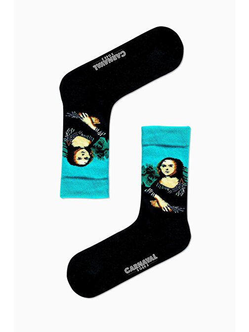 Mona Lisa Art Desenli Renkli Çorap