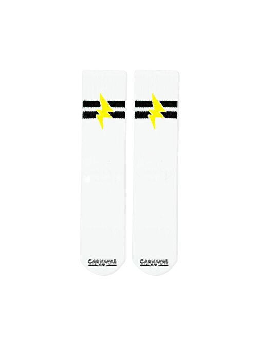 Çift Şeritli Şimşek Desenli Bilek Arkası Spor Çorap
