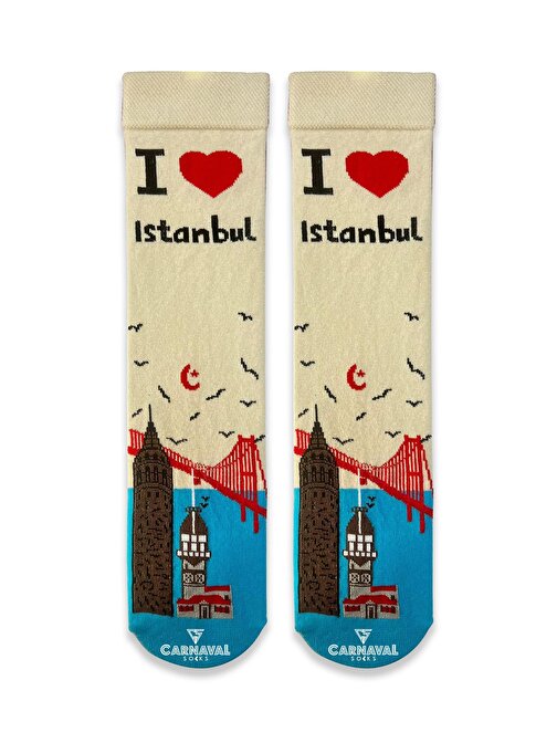 İstanbul Temalı Desenli Renkli Çorap