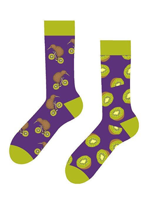 Sağ Sol Kivi Desenli Renkli Çorap