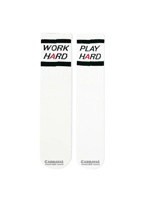Work Hard Play Hard Yazılı Bilek Arkası Spor Çorap