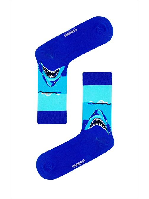 Köpek Balığı Desenli Renkli Çorap