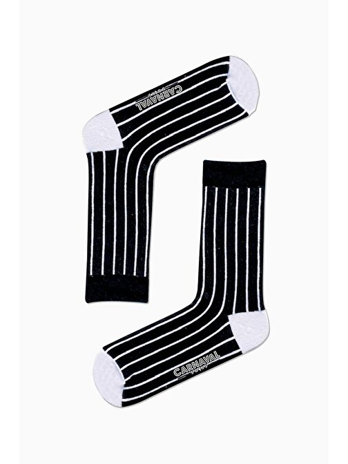 Beyaz Dik Çizgi Desenli Renkli Çorap